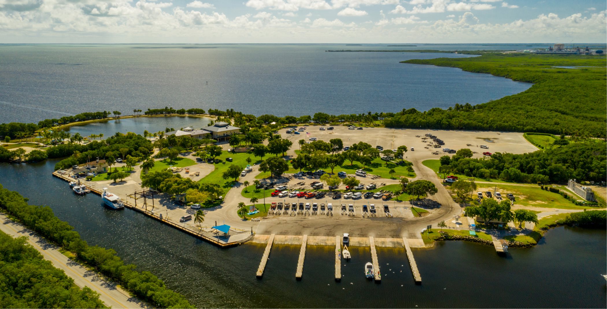 Aerial view of Homestead Bayfront Park