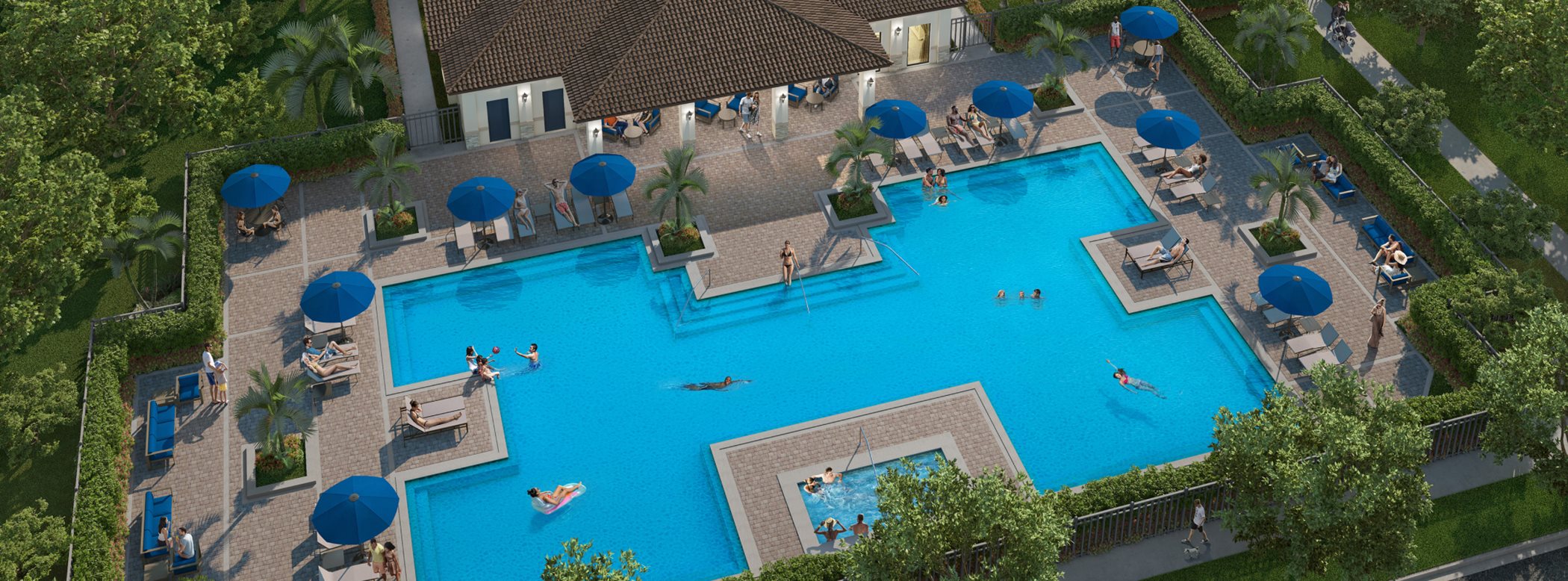 Swimming pool aerial view