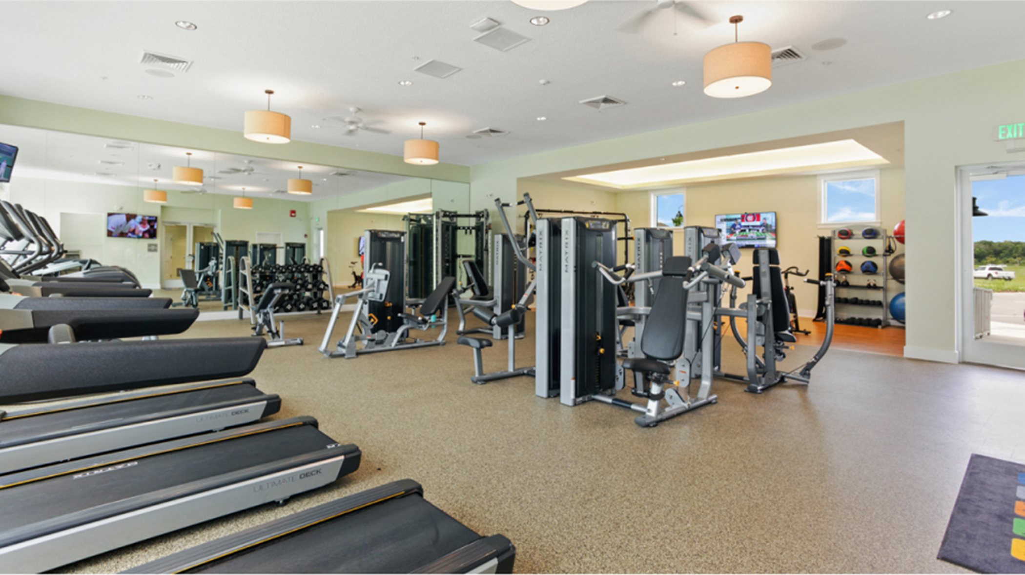 Storey Park fitness center weight machines, treadmills