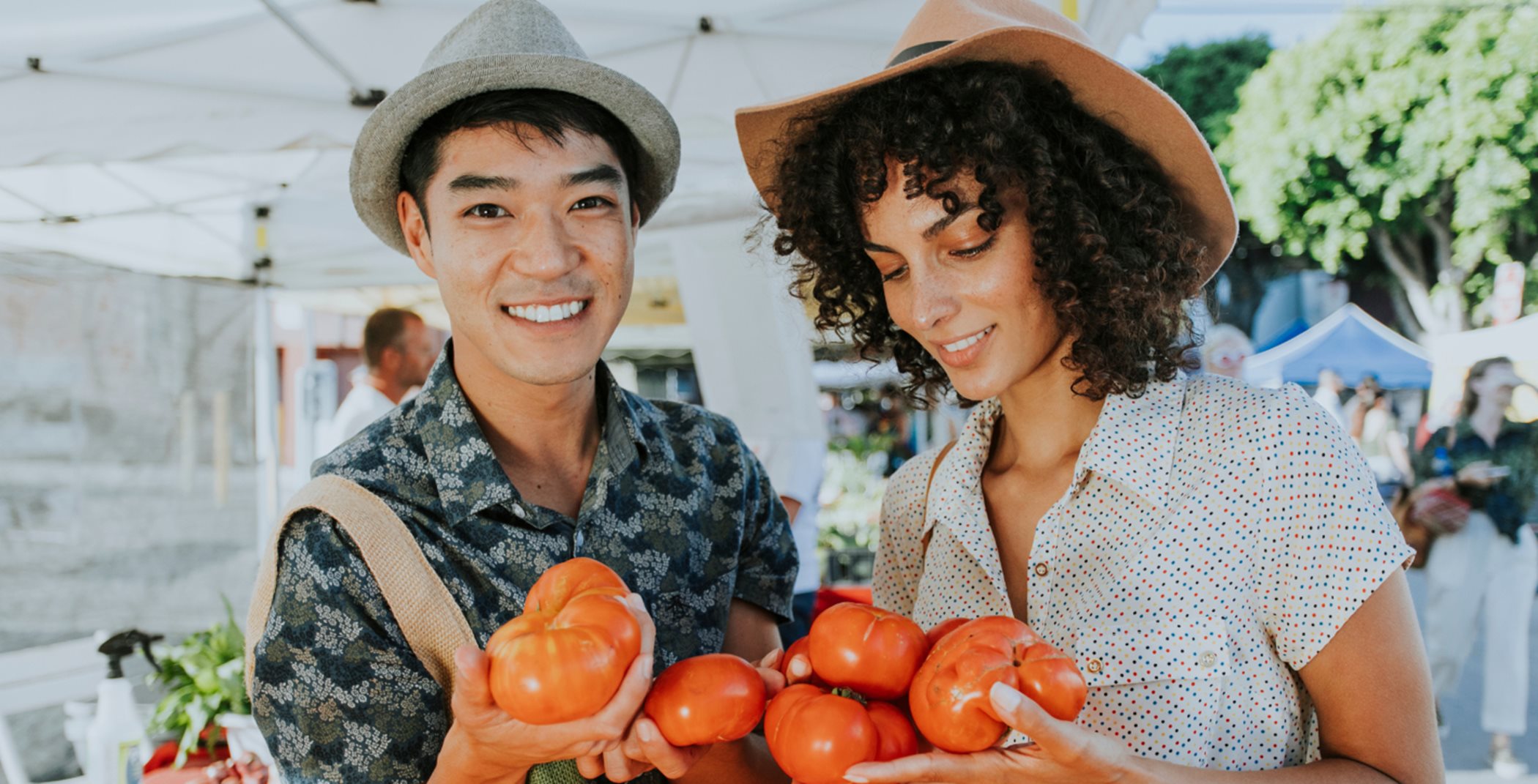 Couple at the farmers market