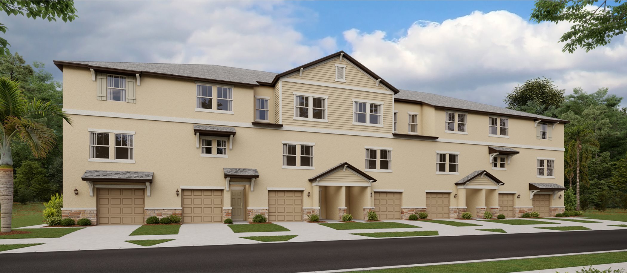 Palm River Townhomes streetscape hero image