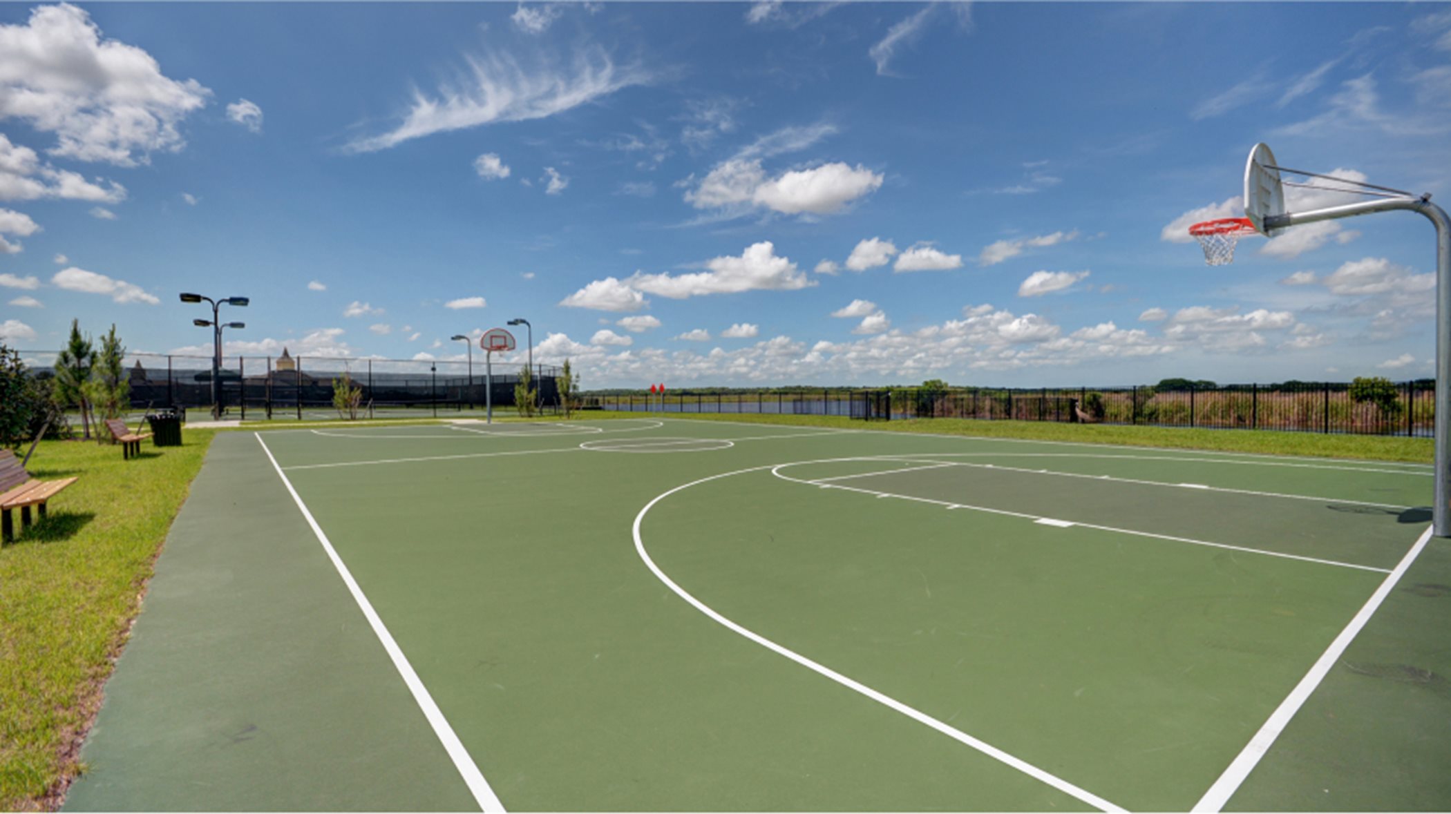 Two outdoor basketball courts