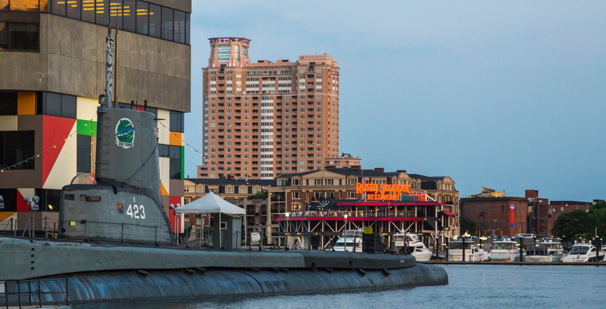 Baltimore’s Inner Harbor features historic warships