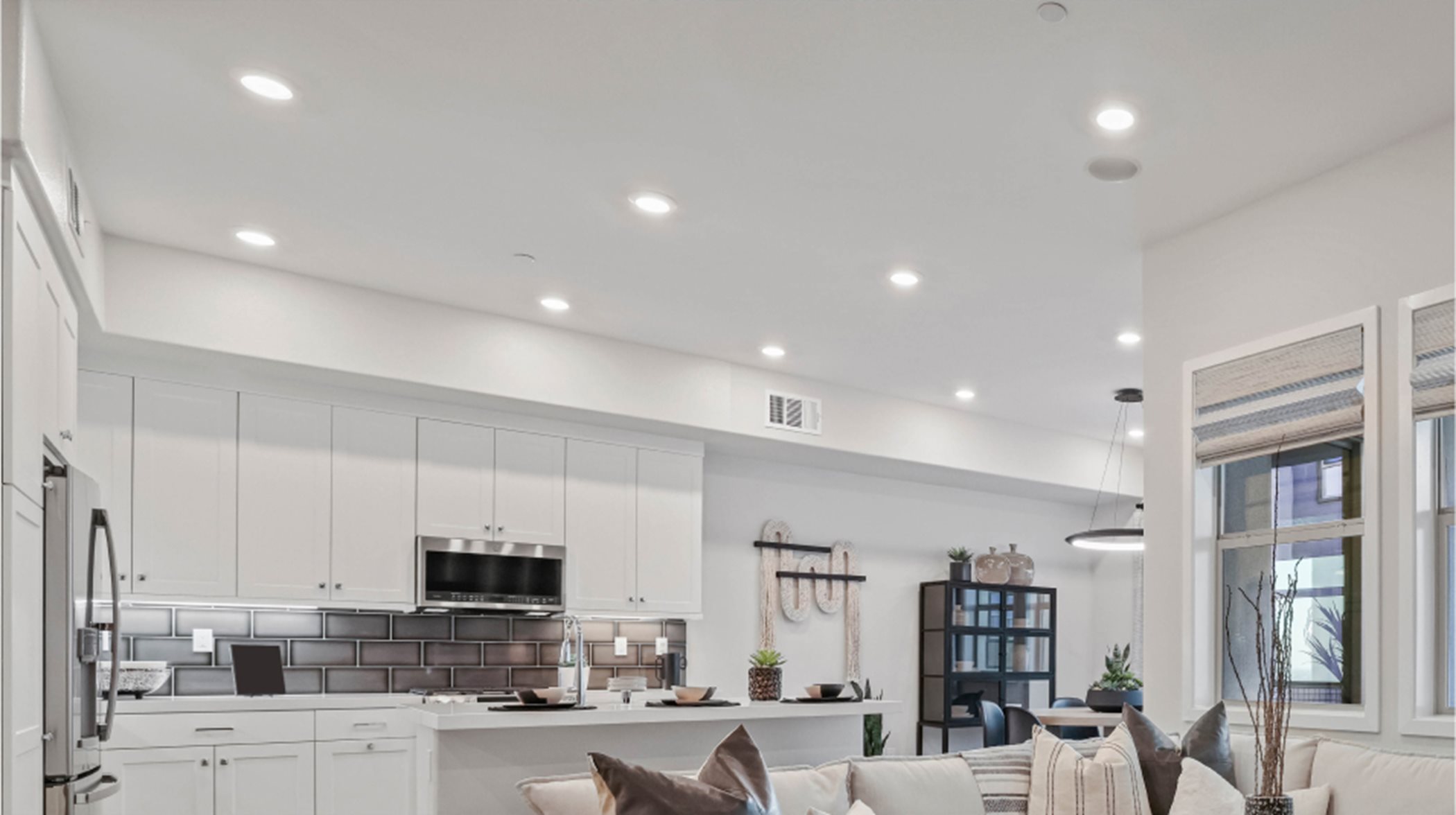 Recessed lighting in the open space