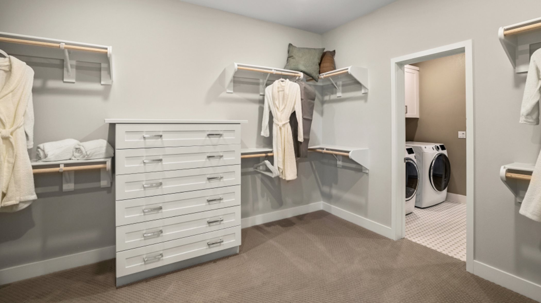 Walk-in closet with ample shelving