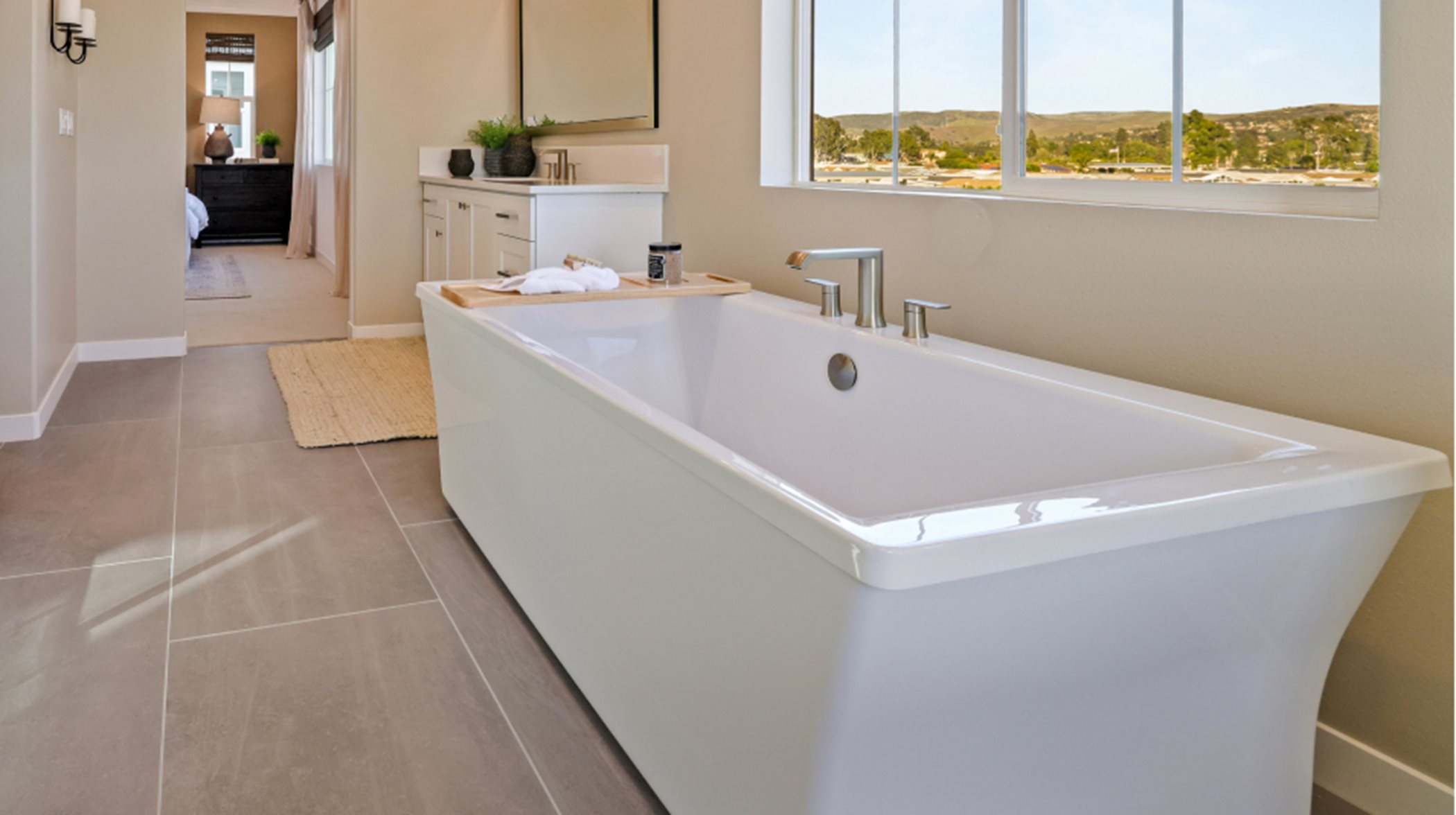 Freestanding tub in the owner's suite