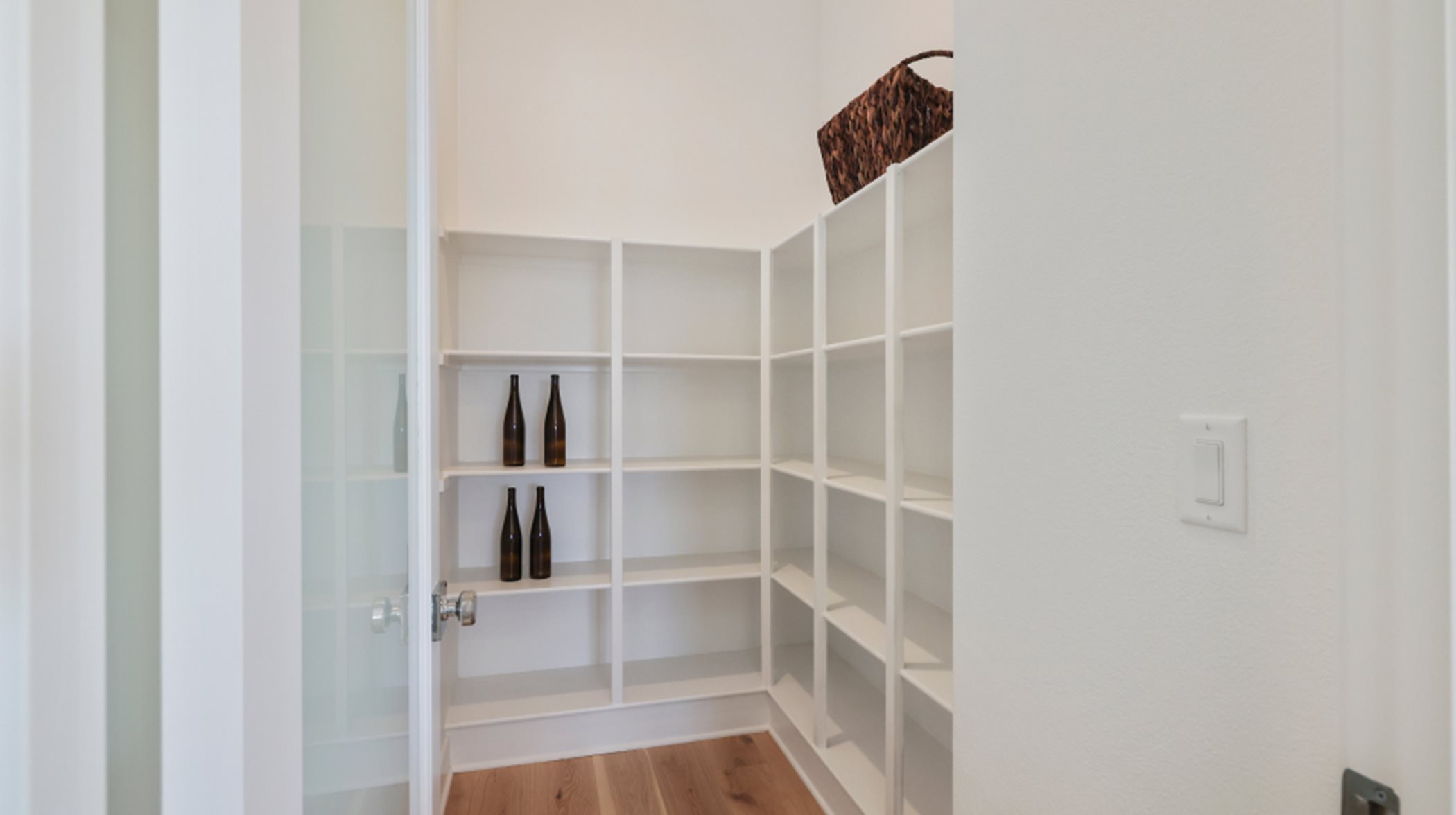Walk-in pantry with lots of shelving