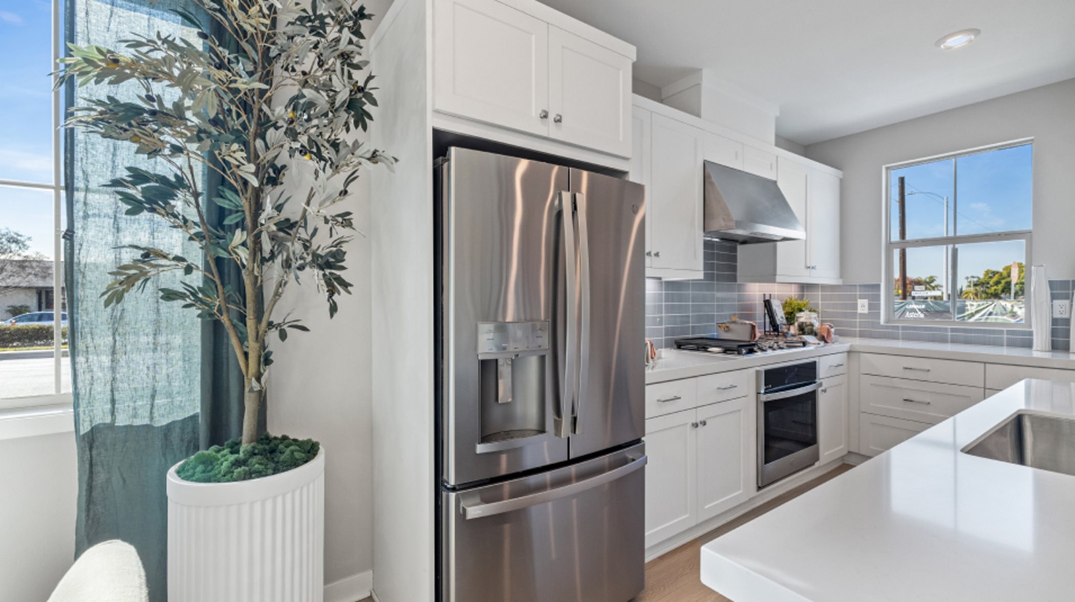 Kitchen image with focus on fridge