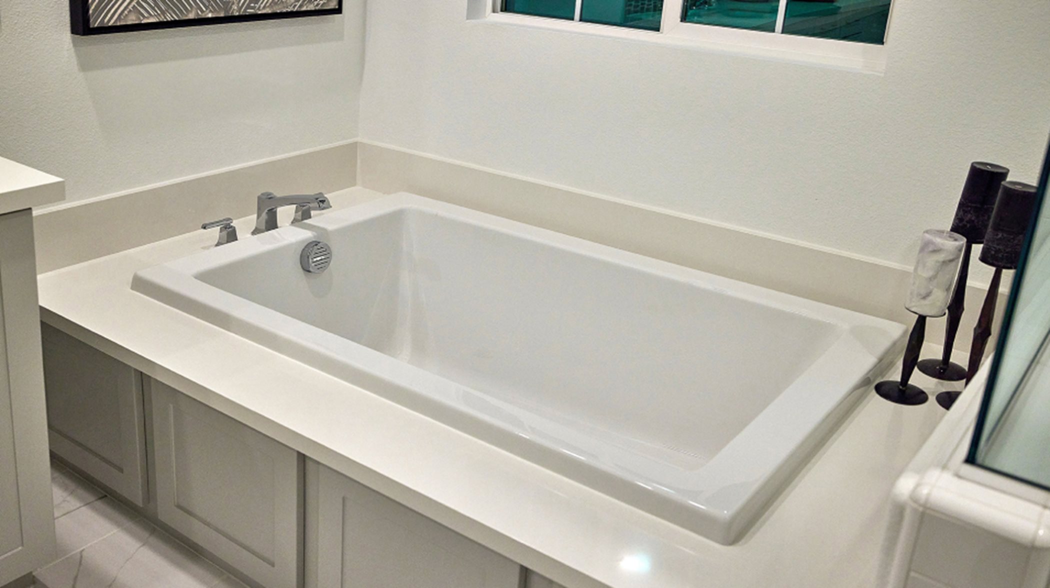 A separate soaking tub offers a luxurious experience