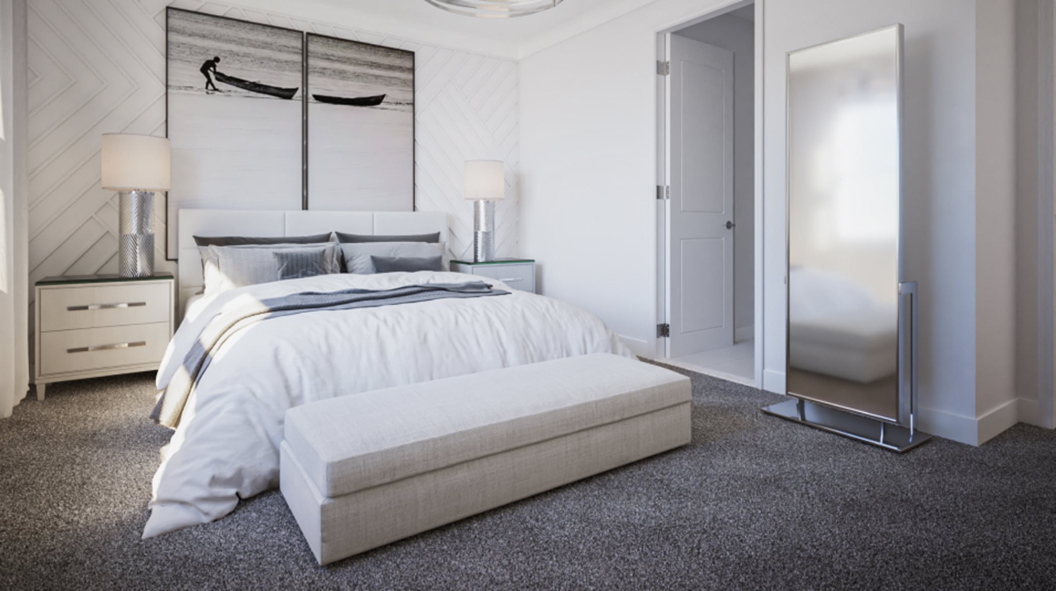Plush carpet in bedrooms