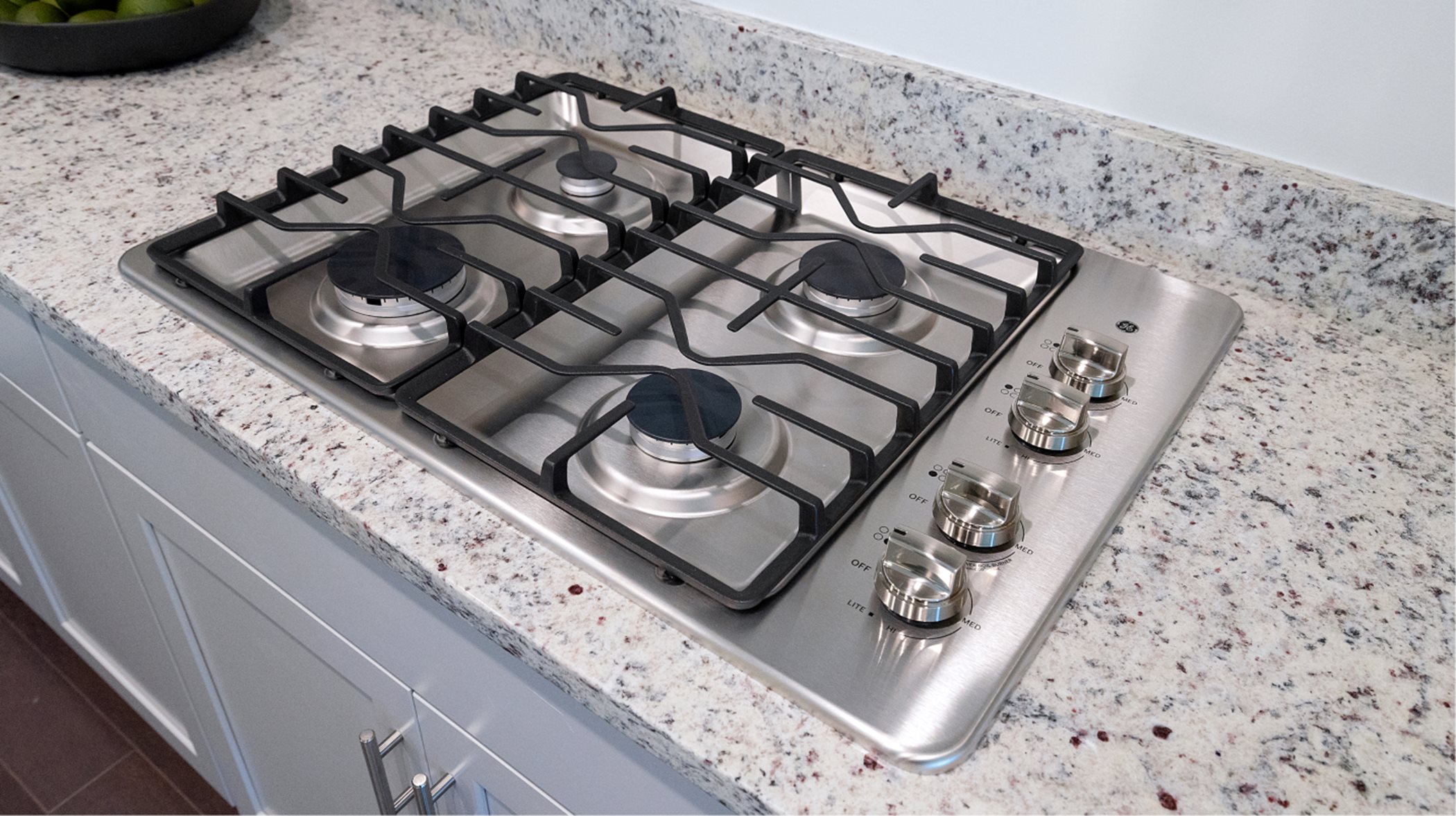 Close-up of gas cooktop