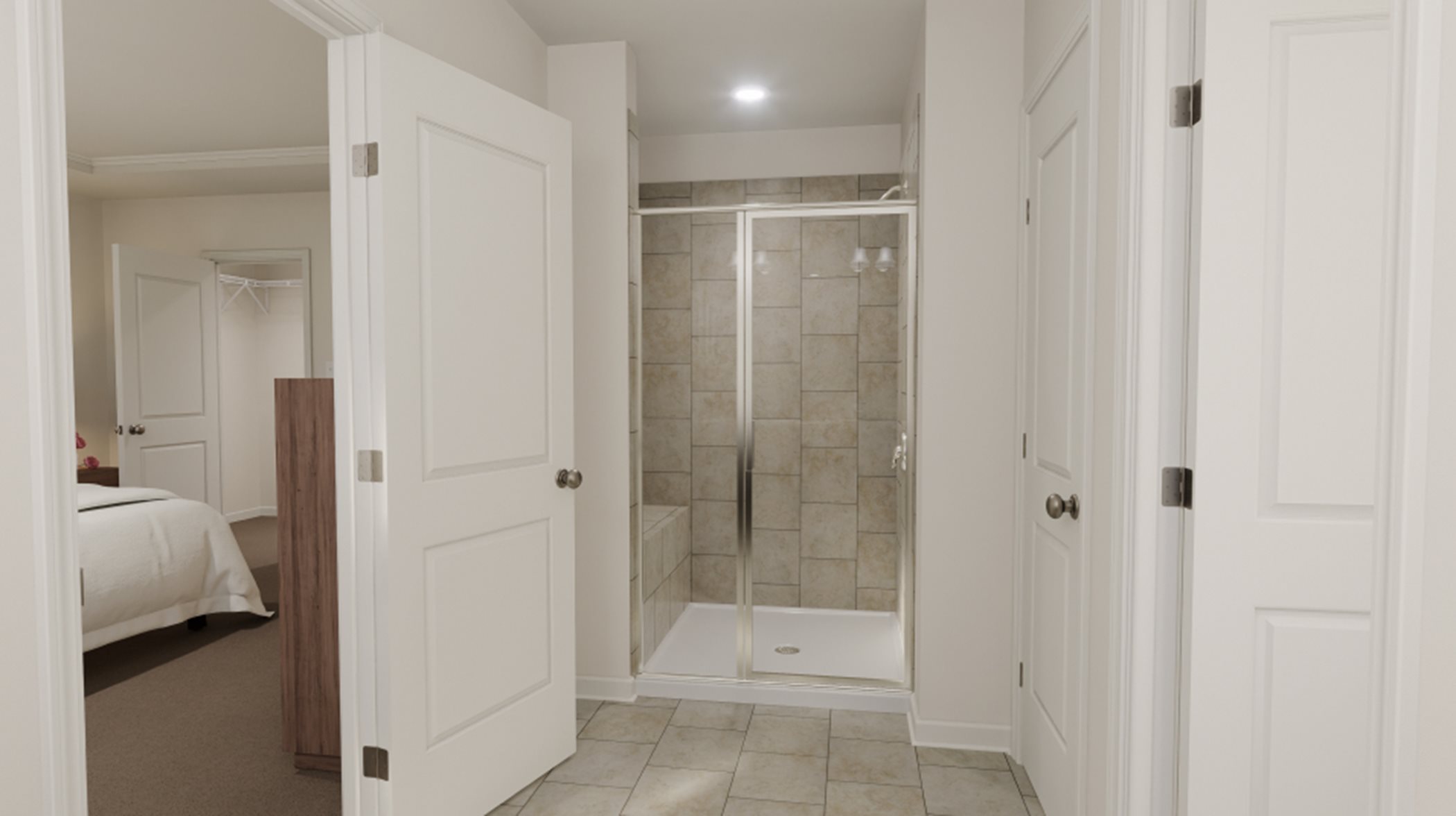 Tile Shower with Glass Enclosure