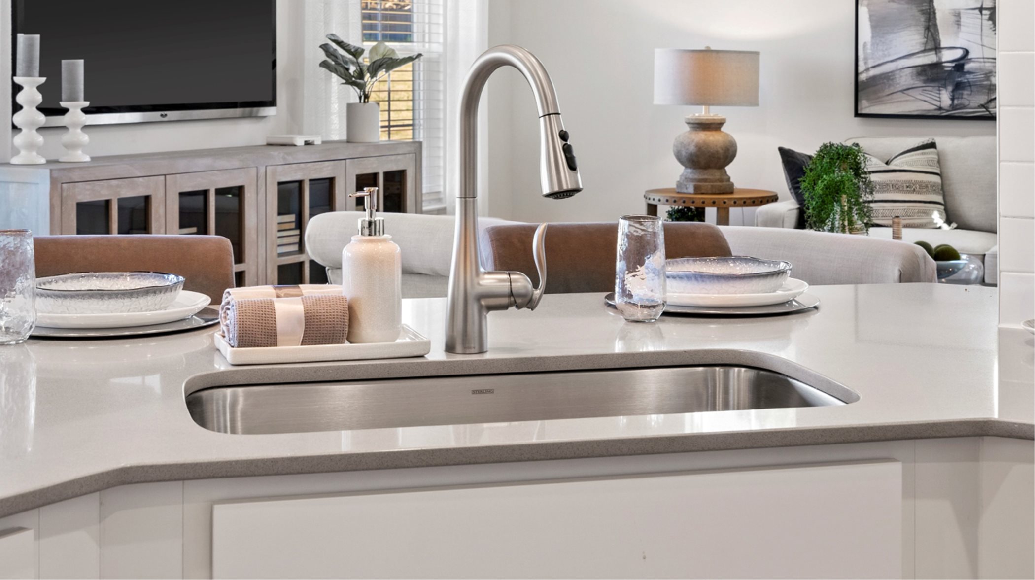 Stainless Steel Sink Bowl and Pull Out Faucet