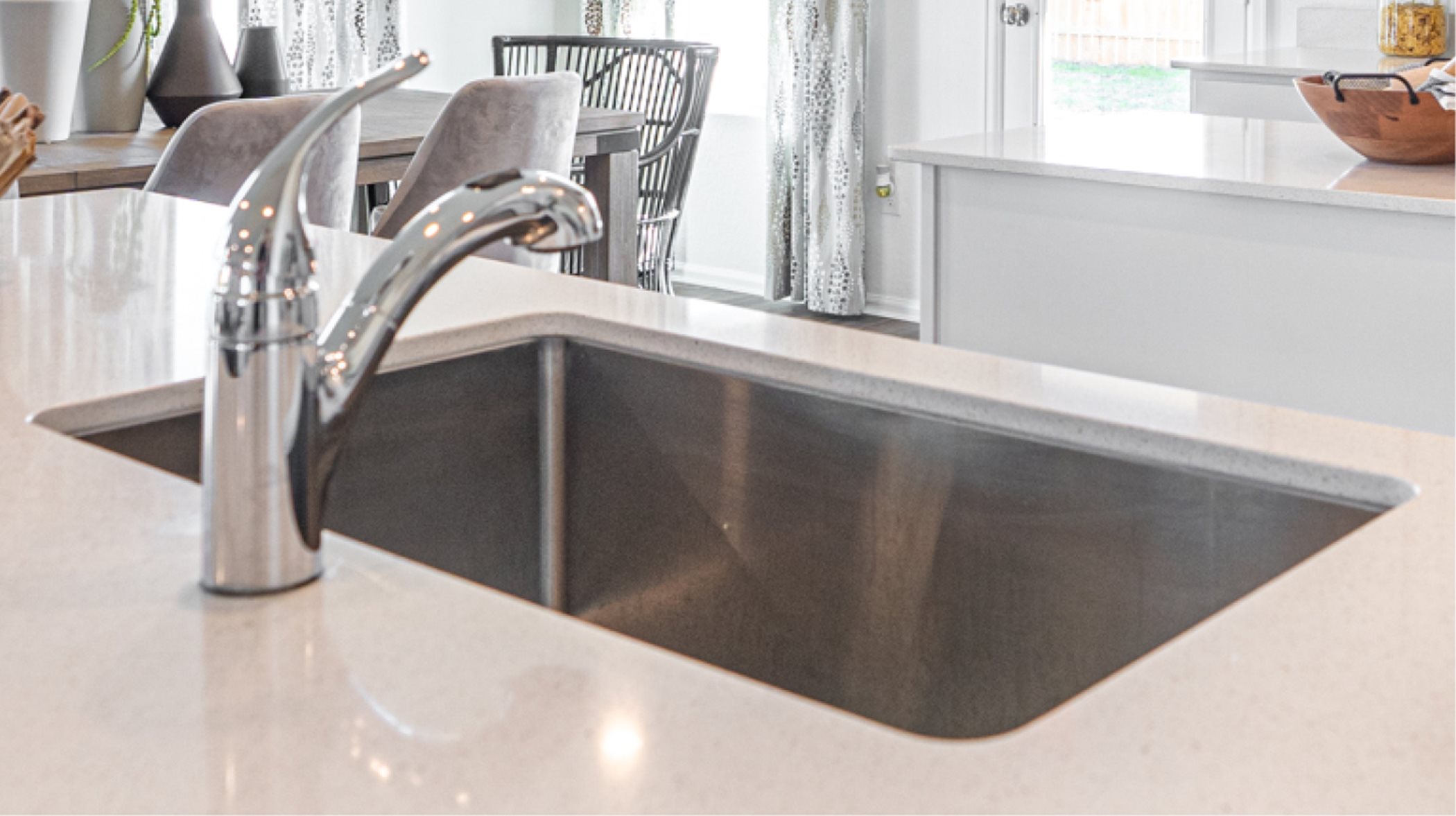 stainless steel single basin sink and chrome faucet