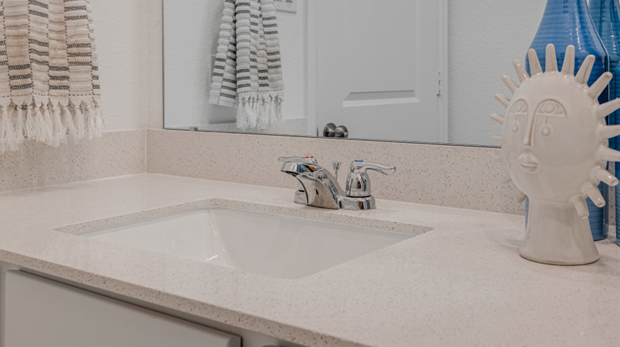 Stylish and durable granite or quartz countertops in bathrooms