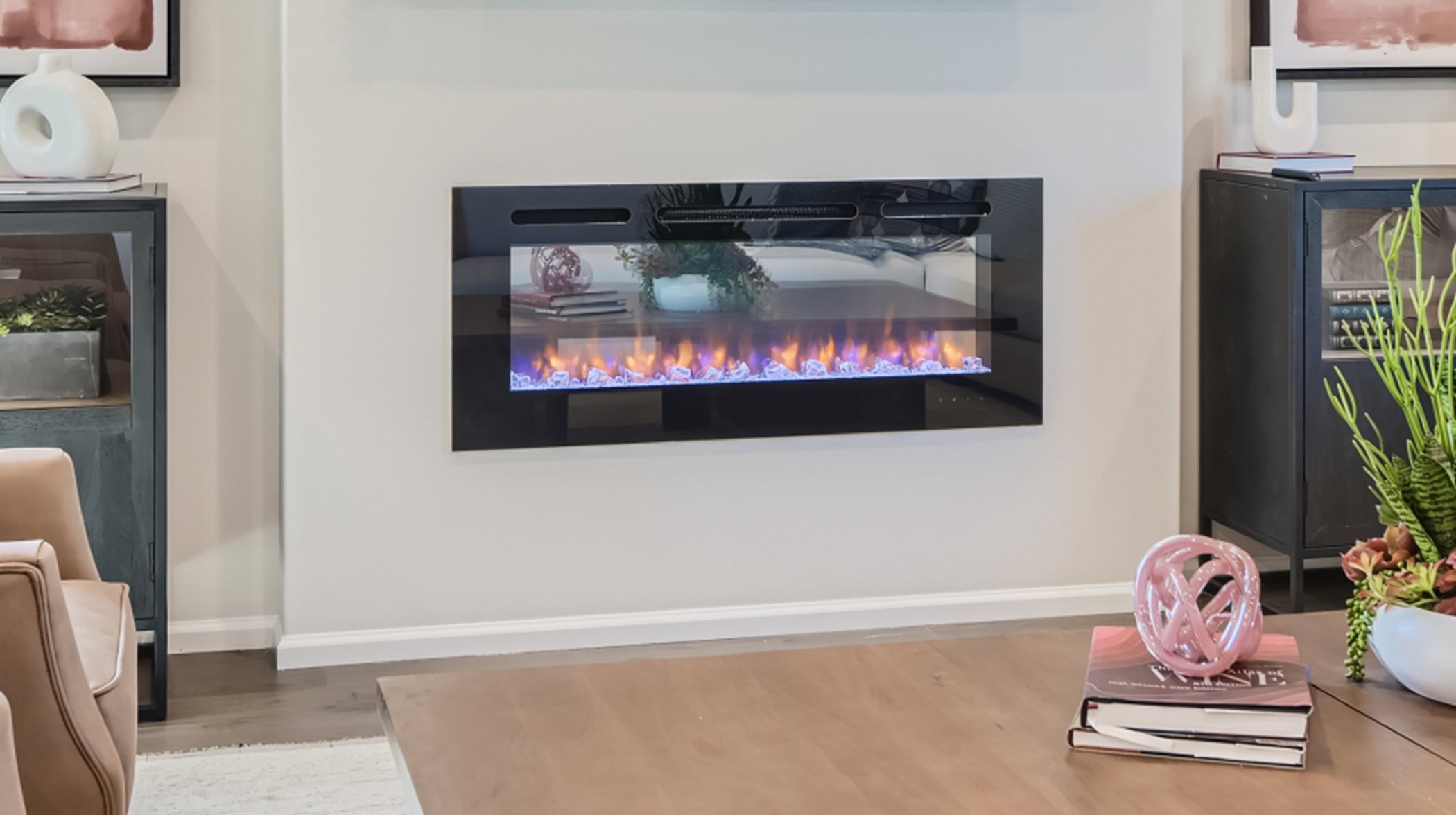 Close up of the electric fireplace