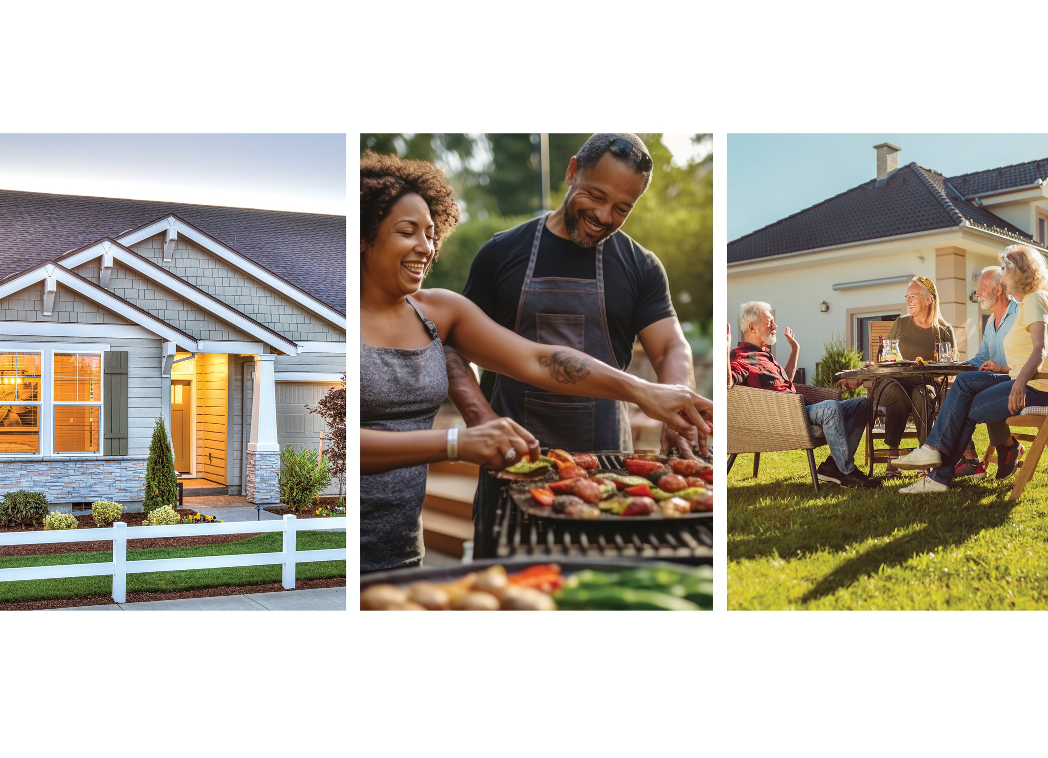 Lennar's Seize the Summertime graphic. Two photos of families outside and one photo of a home.