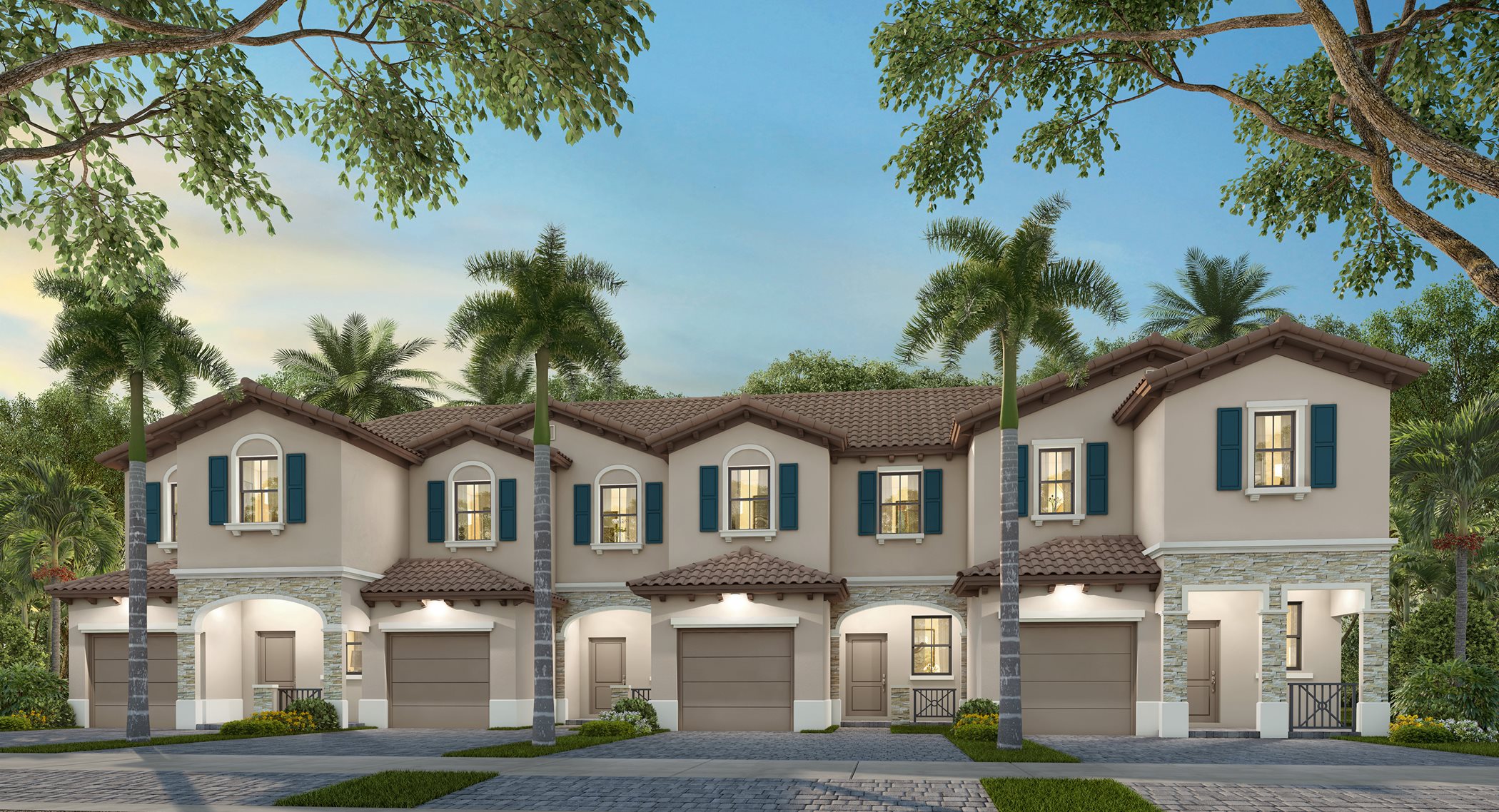 Spanish exterior rendering of townhome building