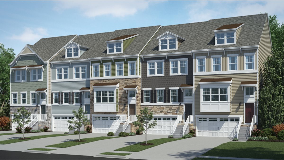 Ellicott Front Load Garage New Home Plan in North Shore Townhomes at