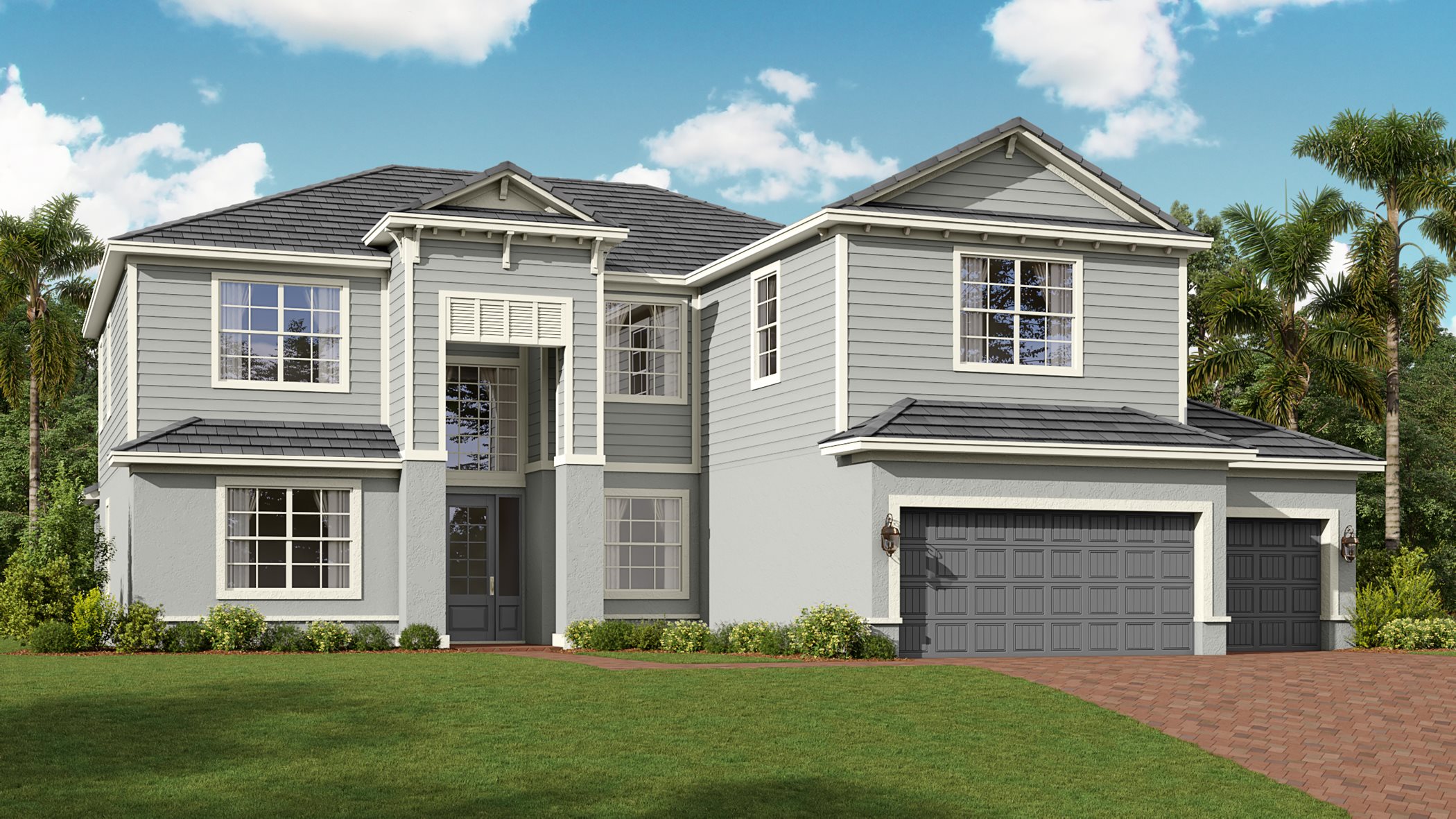 Contemporary Tuscan exterior rendering of Pompano