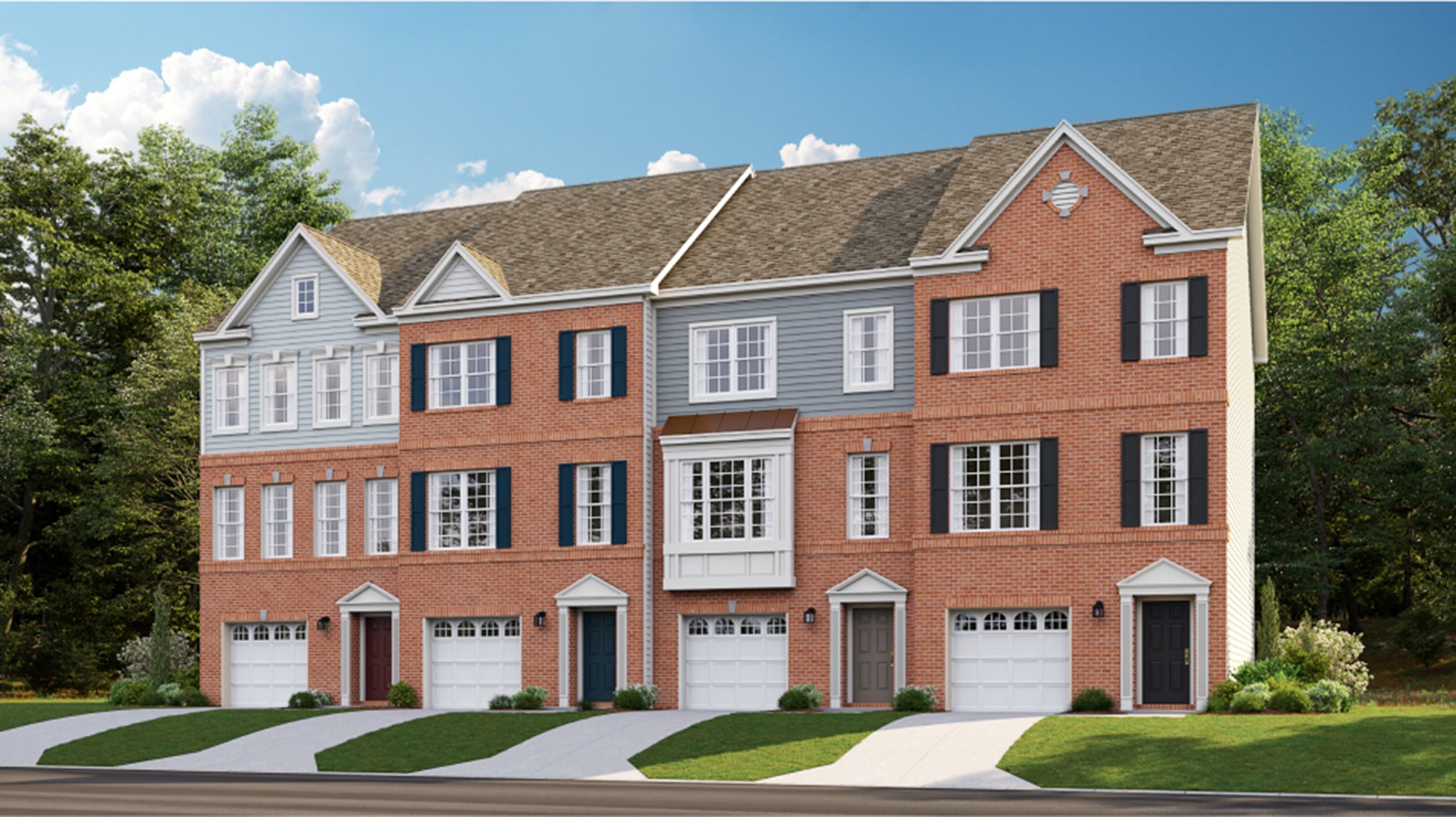 Delacour at Blue Stream Townhome Collection Arcadia Front Load Garage Colonial 1C, 2B, 3C & 4B