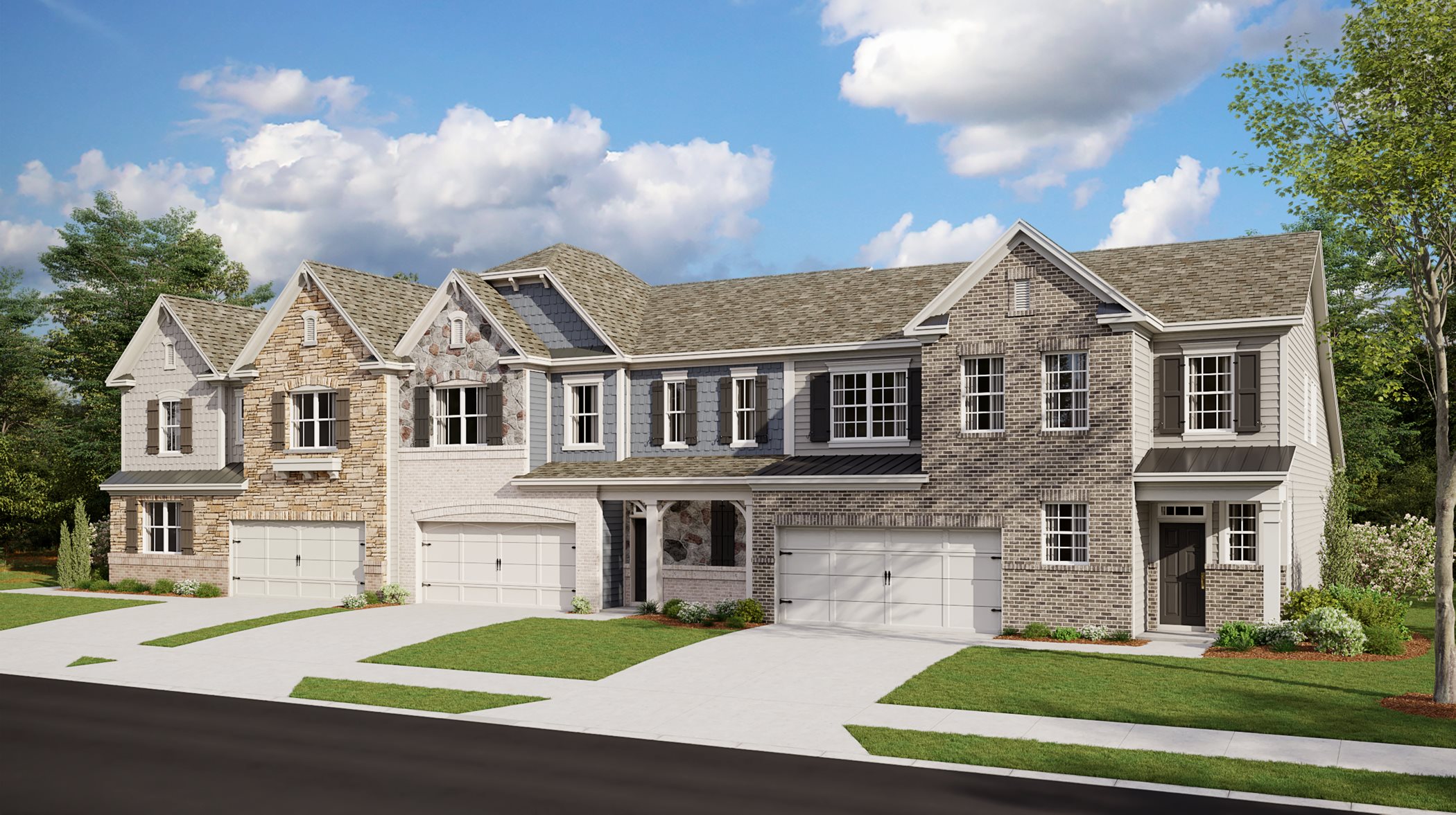 Row of townhomes at Whispering Woods