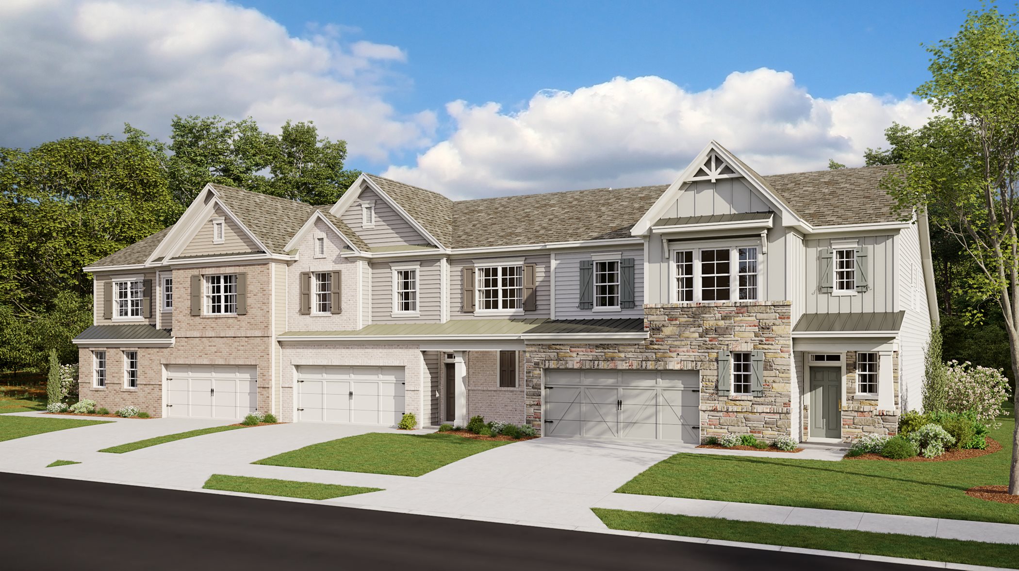 Row of townhomes at Whispering Woods