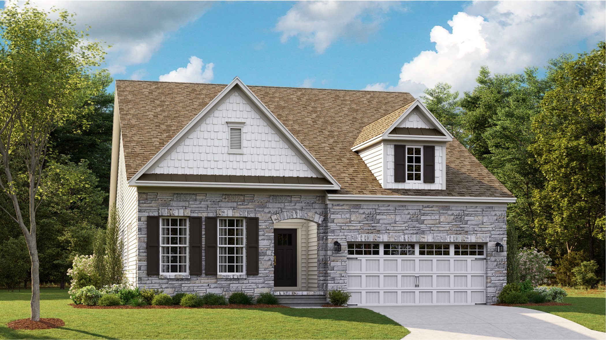 Dover Exterior rendering with stone