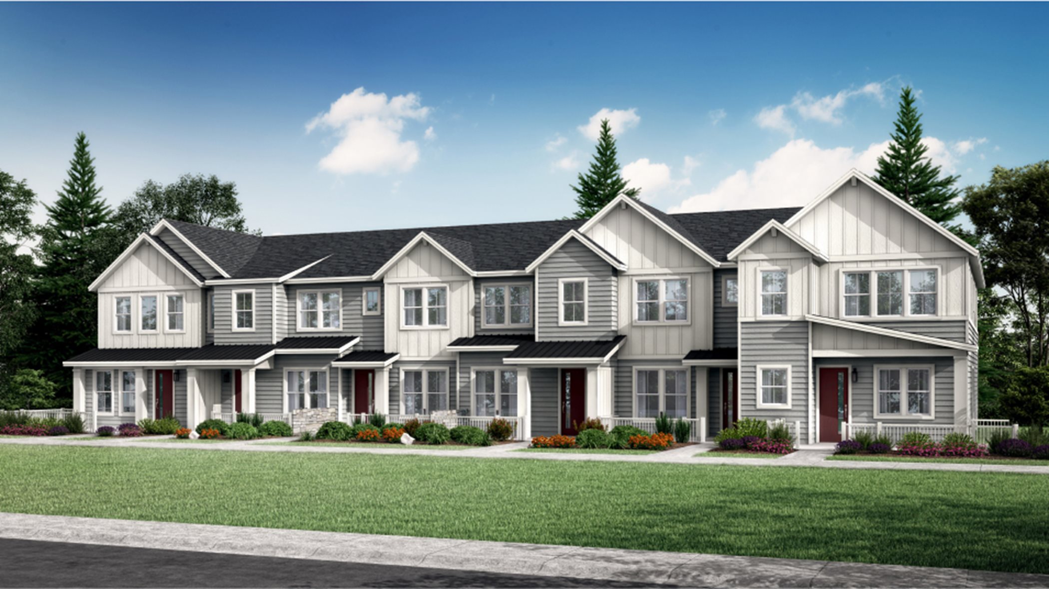 The Parkside Townhomes - Green Gables Plan 301R Contemporary Farmhouse