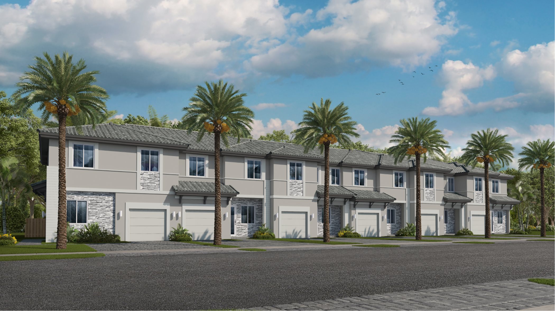 Front view of Terra Sol townhomes